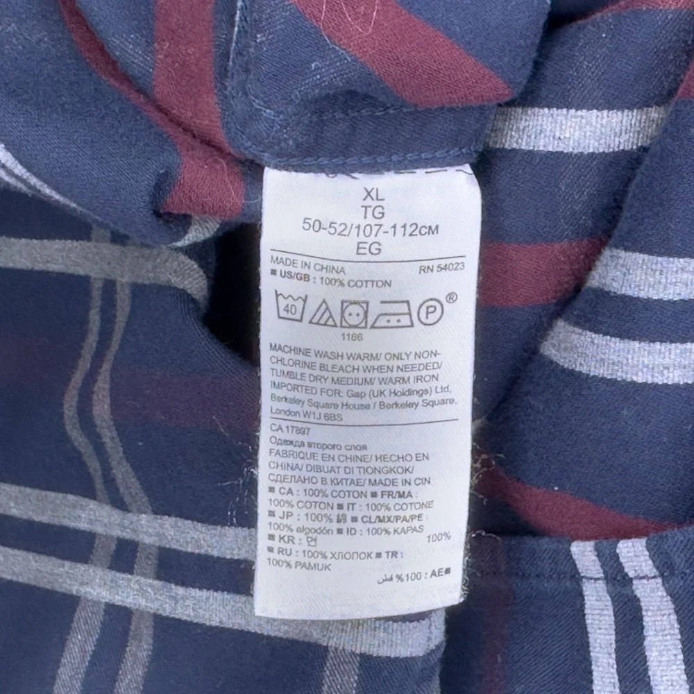 Banana‎ Republic Luxe Flannel Men's XL Blue Plaid Camden Fit Button Down Shirt